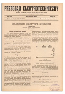 Przegląd Elektrotechniczny. Rok XVI, 15 Września 1934, Zeszyt 18