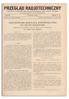 Przegląd Radjotechniczny. Rok XII, 1 Kwietnia, 1934, Zeszyt 7-8