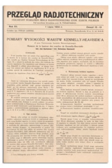Przegląd Radjotechniczny. Rok XII, 1 Lipca, 1934, Zeszyt 12-13