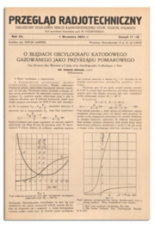 Przegląd Radjotechniczny. Rok XII, 1 Września, 1934, Zeszyt 17-18