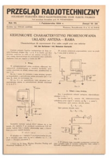 Przegląd Radjotechniczny. Rok XII, 1 Października, 1934, Zeszyt 19-20