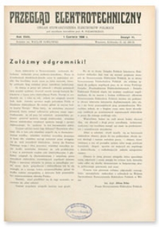 Przegląd Elektrotechniczny. Rok XVIII, 1 Czerwca 1936, Zeszyt 11