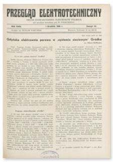 Przegląd Elektrotechniczny. Rok XVIII, 1 Grudnia 1936, Zeszyt 23