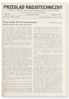 Przegląd Radjotechniczny. Rok XIV, 1 Października 1936, Zeszyt 19-20