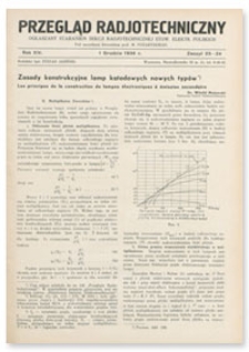 Przegląd Radjotechniczny. Rok XIV, 1 Grudnia 1936, Zeszyt 23-24