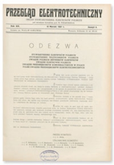 Przegląd Elektrotechniczny. Rok XIX, 15 Marzec 1937, Zeszyt 6