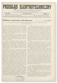 Przegląd Elektrotechniczny. Rok XIX, 15 Czerwca 1937, Zeszyt 12