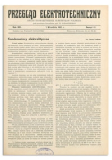 Przegląd Elektrotechniczny. Rok XIX, 1 Września 1937, Zeszyt 17