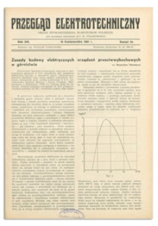 Przegląd Elektrotechniczny. Rok XIX, 15 Października 1937, Zeszyt 20
