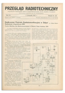 Przegląd Radjotechniczny. Rok XV, 1 Listopada 1937, Zeszyt 21-22
