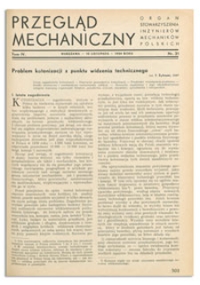 Przegląd Mechaniczny. Organ Stowarzyszenia Inżynierów Mechaników Polskich, T. 4, 10 listopada 1938, nr 21