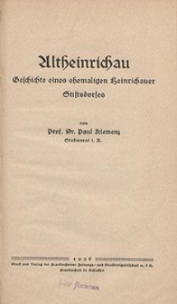 Altheinrichau : Geschichte eines ehemaligen Heinrichauser Stiftsdorfes