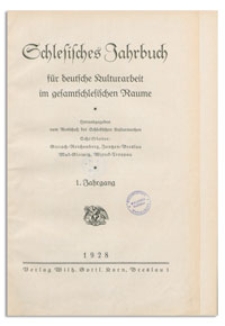 Schlesisches Jahrbuch für deutsche Kulturarbeit im gestamtschlesischen Raume, 1. Jahrgang