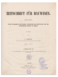 Zeitschrift für Bauwesen, Jr. XX, 1870, H. 4-6