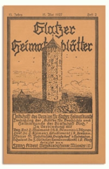 Glatzer Heimatblätter : Zeitschrift des Vereins für Glatzer Heimatkunde, 13 Jahrgang, 1927, 15 Mai, Heft 2