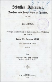 Sebastian Schleupner - Domherr und Domprediger zu Breslau, gest. 1572