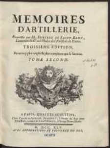 Memoires D’Artillerie [...]. T. 2