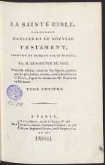 La Sainte Bible Contenant L’Ancien Et Le Nouveau Testament […]. T. 11