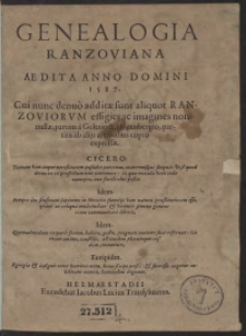 Genealogia Ranzoviana Aedita Anno Domini 1587 […]