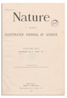 Nature : a Weekly Illustrated Journal of Science. Volume 45, 1891 November 5, [No. 1149]