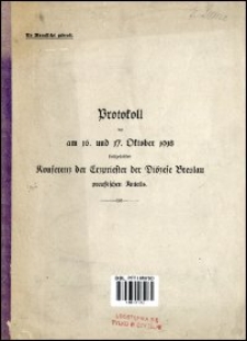Protokoll der am 16. und 17. Oktober 1918 stattgehabten Konferenz der Erzpriester der Diözese Breslau preussischen Anteils