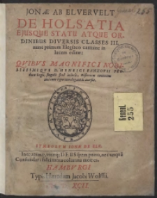 De Holsatia Ejusque Statu Atque Ordinibus Diversis Classes III […]