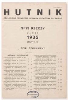Hutnik : czasopismo poświęcone sprawom hutnictwa polskiego. R. 7, maj 1935, Zeszyt 5