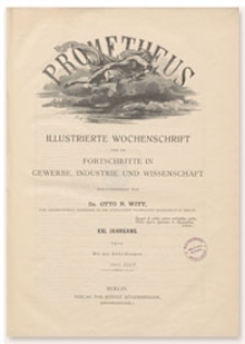 Prometheus : Illustrierte Wochenschrift &uuml;ber die Fortschritte in Gewerbe, Industrie und Wissenschaft. 21. Jahrgang, 1910, Nr 1059