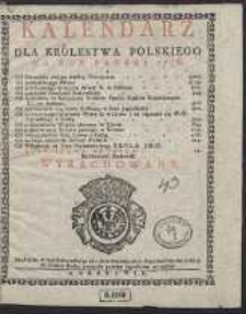 Kalendarz Dla Królestwa Polskiego Na Rok Pański 1786 […]