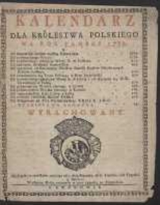 Kalendarz Dla Królestwa Polskiego Na Rok Pański 1788 […]