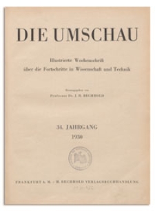 Die Umschau : Illustrierte Wochenschschrift über die Fortschritte in Wissenschaft und Technik. 34. Jahrgang, 1930, Heft 8