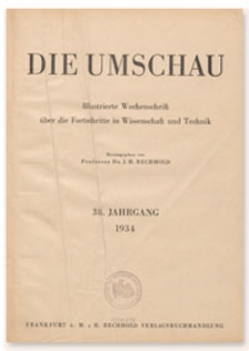 Die Umschau : Illustrierte Wochenschschrift über die Fortschritte in Wissenschaft und Technik. 38. Jahrgang, 1934, Heft 2