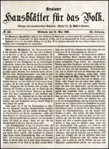 Breslauer Hausblätter für das Volk. Jg. 3, Nr. 43 (1865)