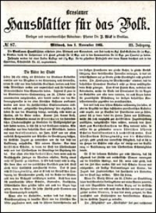 Breslauer Hausblätter für das Volk. Jg. 3, Nr. 87 (1865)