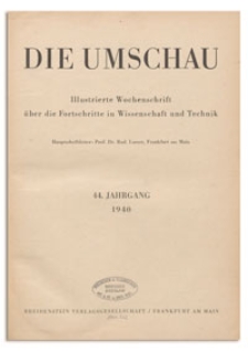 Die Umschau : Illustrierte Wochenschschrift über die Fortschritte in Wissenschaft und Technik. 44. Jahrgang, 1940, Heft 3