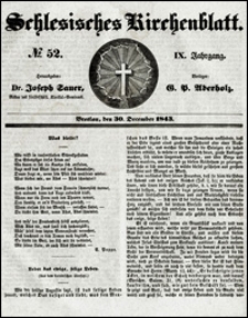 Schlesisches Kirchenblatt. Jg. 9, Nr. 52 (1843) + Literarischer Anzeiger. Nr. 20