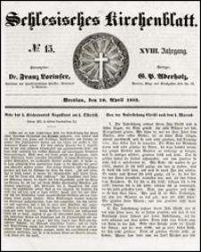 Schlesisches Kirchenblatt. Jg. 18, Nr. 15 (1852) + Beilage
