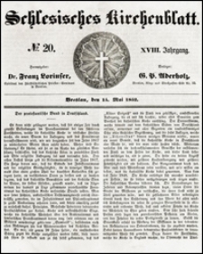 Schlesisches Kirchenblatt. Jg. 18, Nr. 20 (1852) + Beilage