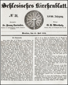 Schlesisches Kirchenblatt. Jg. 18, Nr. 31 (1852) + Beilage
