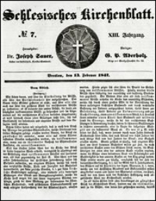 Schlesisches Kirchenblatt. Jg. 13, Nr. 7 (1847) + Beilage