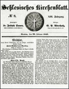 Schlesisches Kirchenblatt. Jg. 13, Nr. 8 (1847) + Beilage