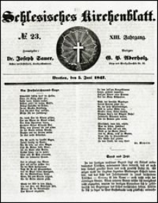 Schlesisches Kirchenblatt. Jg. 13, Nr. 23 (1847) + Beilage