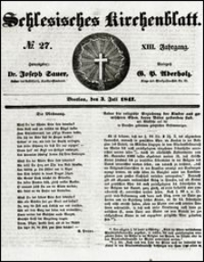 Schlesisches Kirchenblatt. Jg. 13, Nr. 27 (1847) + Beilage