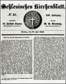 Schlesisches Kirchenblatt. Jg. 13, Nr. 31 (1847) + Beilage