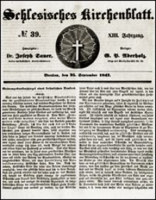 Schlesisches Kirchenblatt. Jg. 13, Nr. 39 (1847) + Beilage