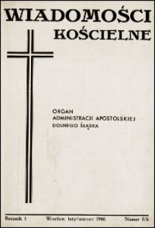 Wiadomości Kościelne. R. 1, 1946, nr 5-6