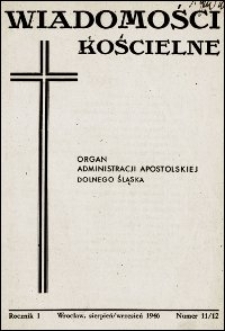 Wiadomości Kościelne. R. 1, 1946, nr 11-12
