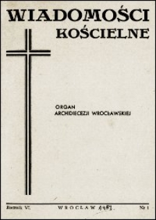 Wiadomości Kościelne. R. 6, 1951, nr 1
