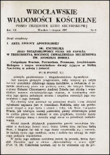 Wrocławskie Wiadomości Kościelne. R. 12, 1957, nr 8