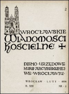 Wrocławskie Wiadomości Kościelne. R. 13, 1958, nr 2